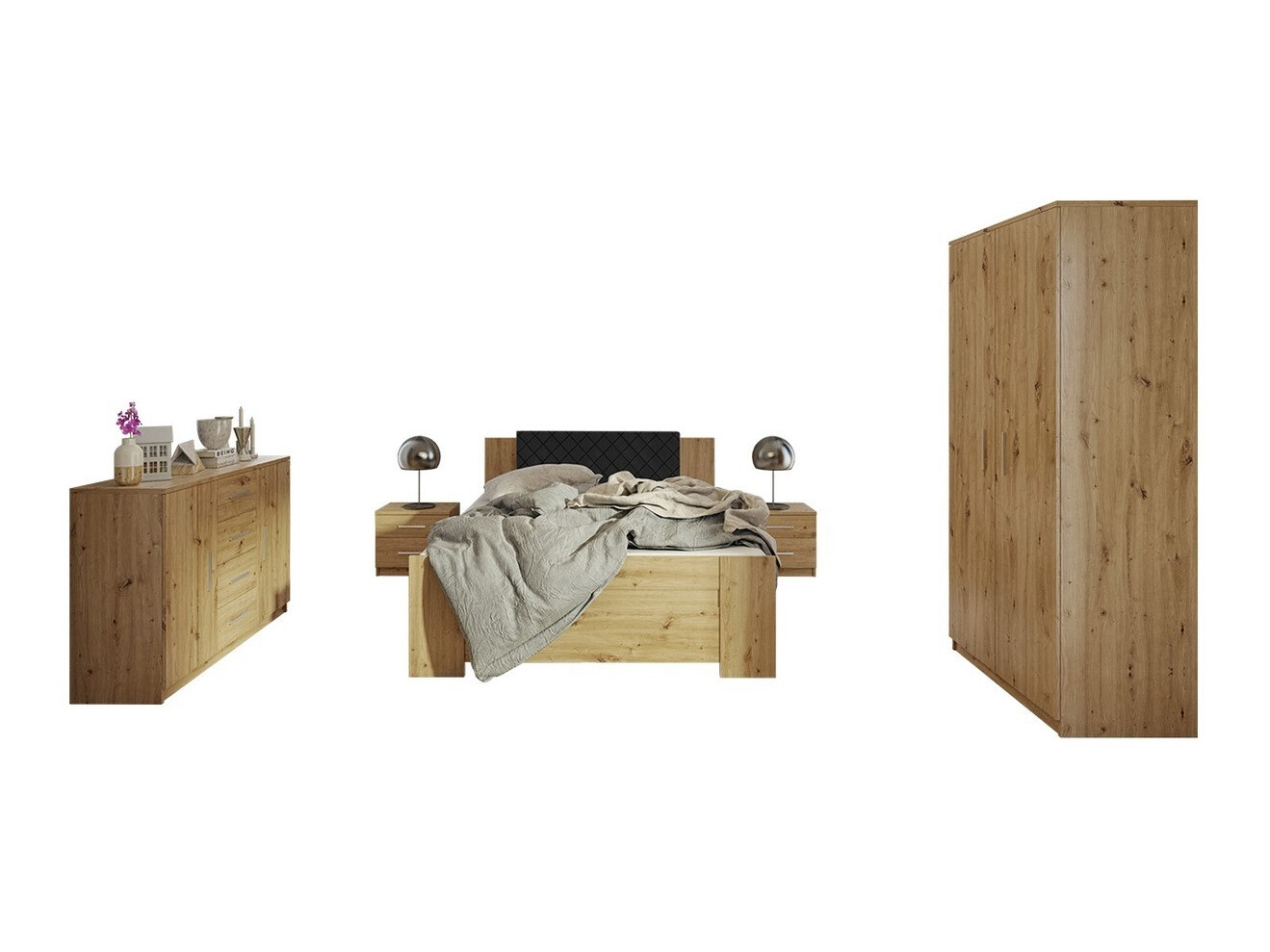 Ensemble de chambre Catromi 122 (Chêne Artisan + Soft Pik 011)