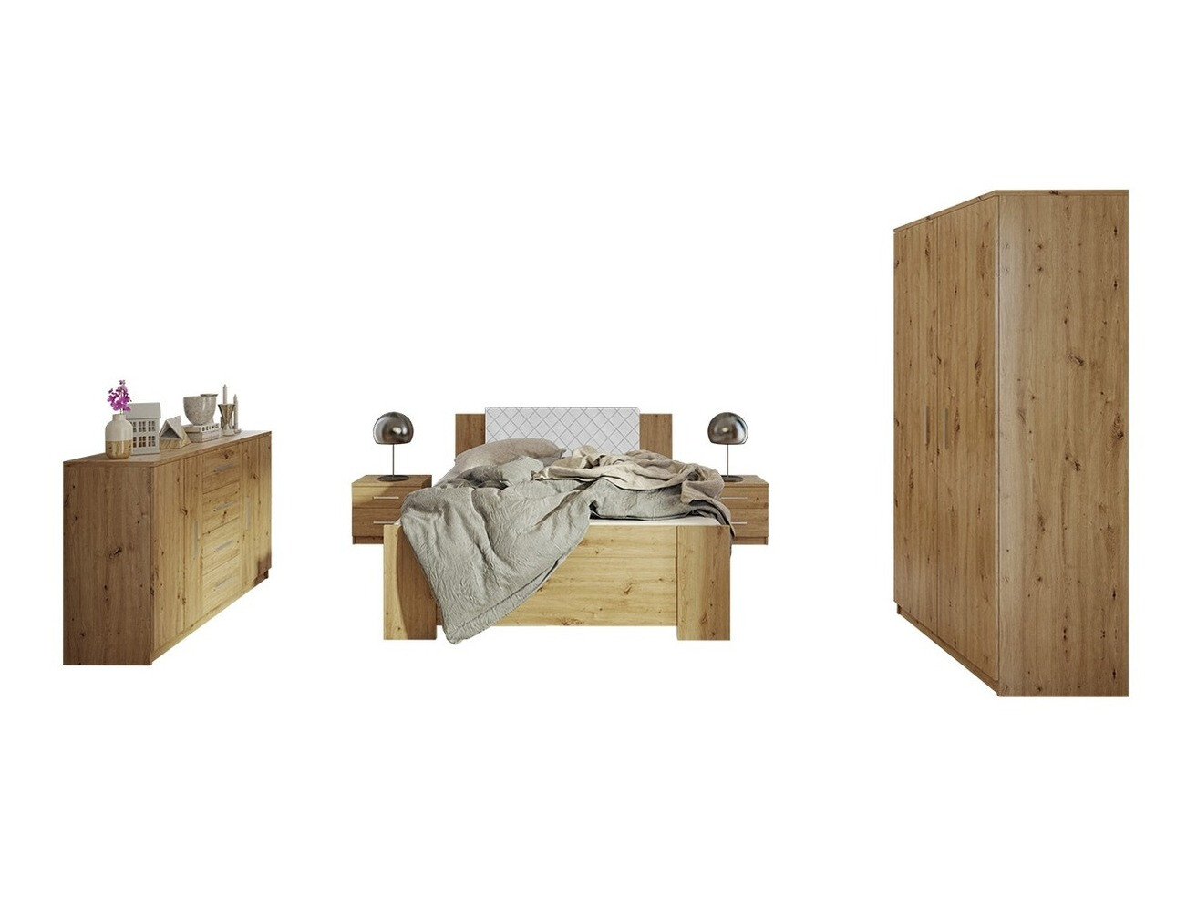 Ensemble de chambre Catromi 122 (Chêne Artisan + Soft Pik 017)