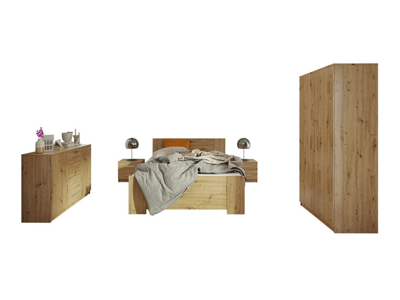 Ensemble de chambre Catromi 122 (Chêne Artisan)