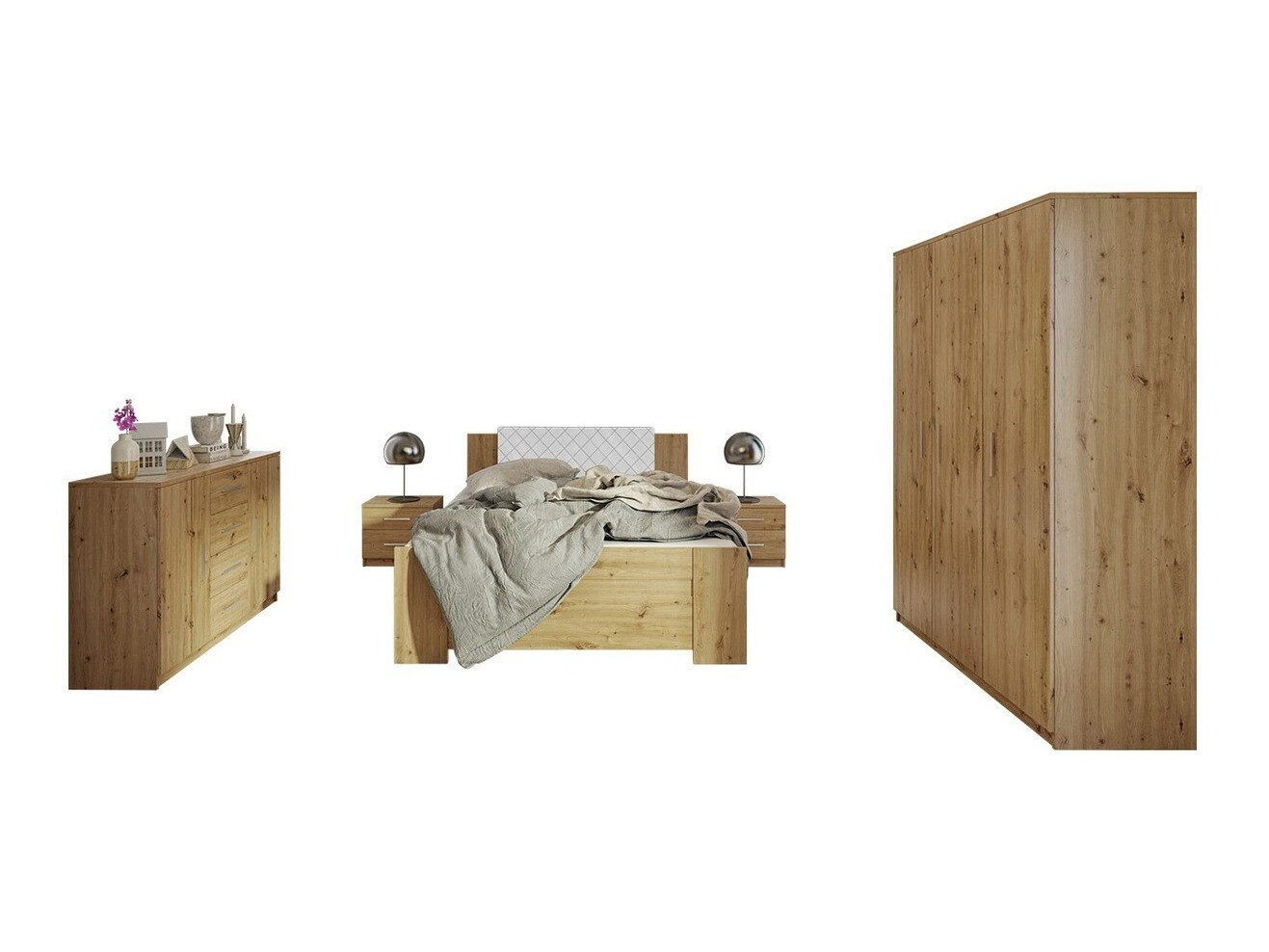 Ensemble de chambre Catromi 123 (Chêne Artisan + Soft Pik 017)