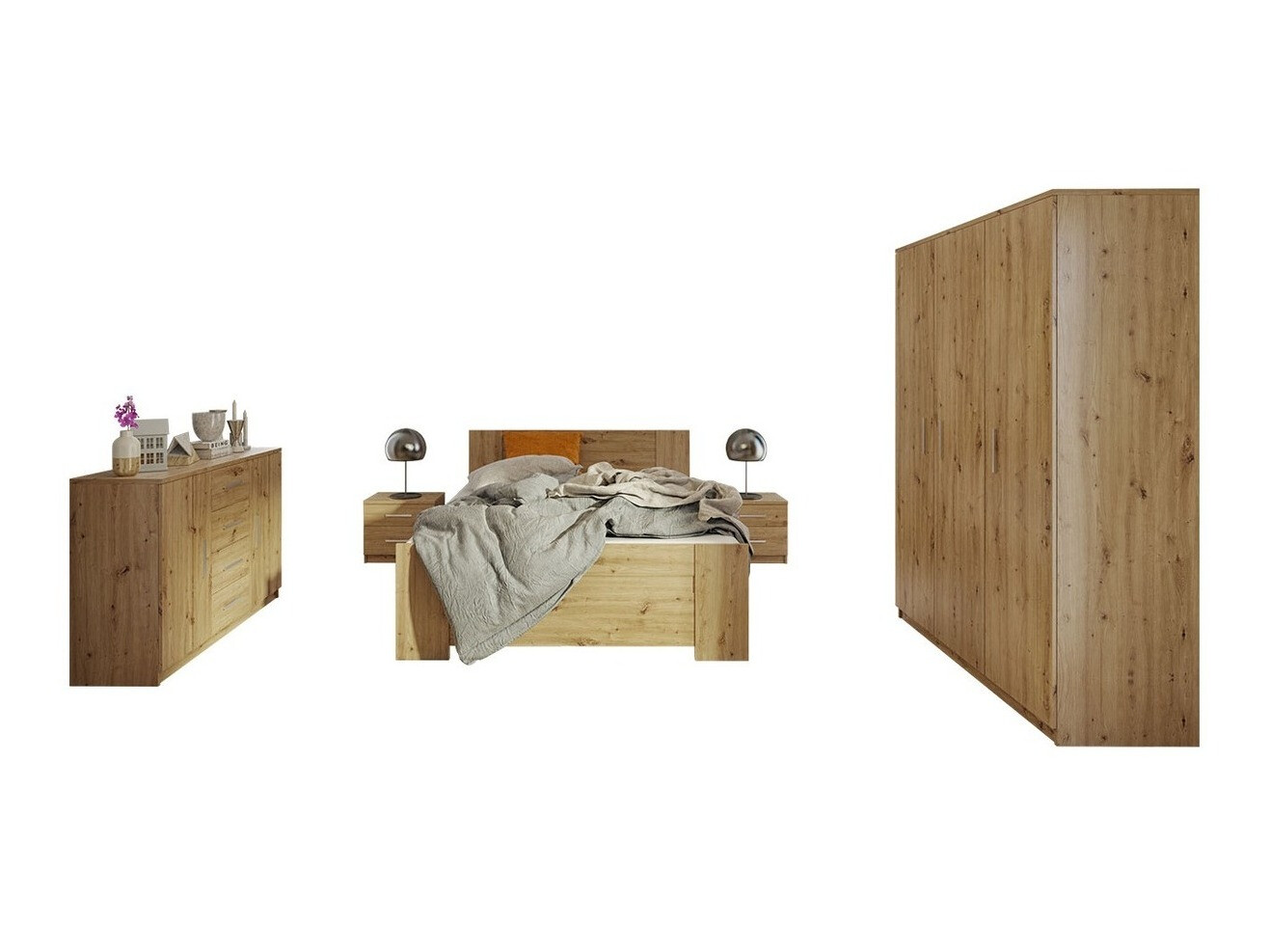 Ensemble de chambre Catromi 123 (Chêne Artisan)