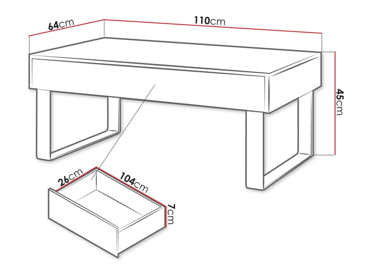 Table basse Remus (Noir + Noir brillant)