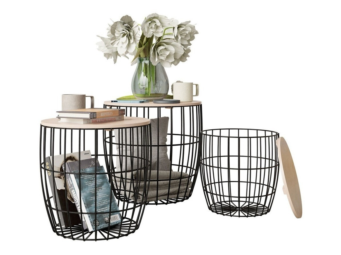 Ensemble de tables d'appoint Richardson 102 (Noir + Clair bois)