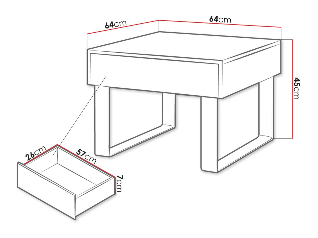 Table d'appoint Tivdalu 137 (Noir + Noir brillant)