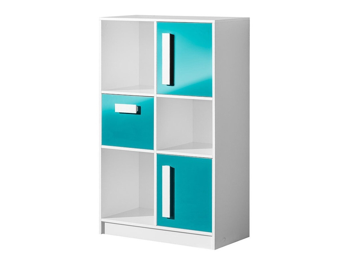 Étagère Merevari 101 (Blanc + Brillant Turquoise)