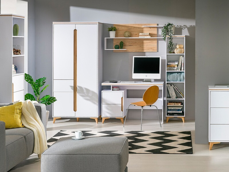 Étagère murale Ogden H107 (Blanc + Clair bois)