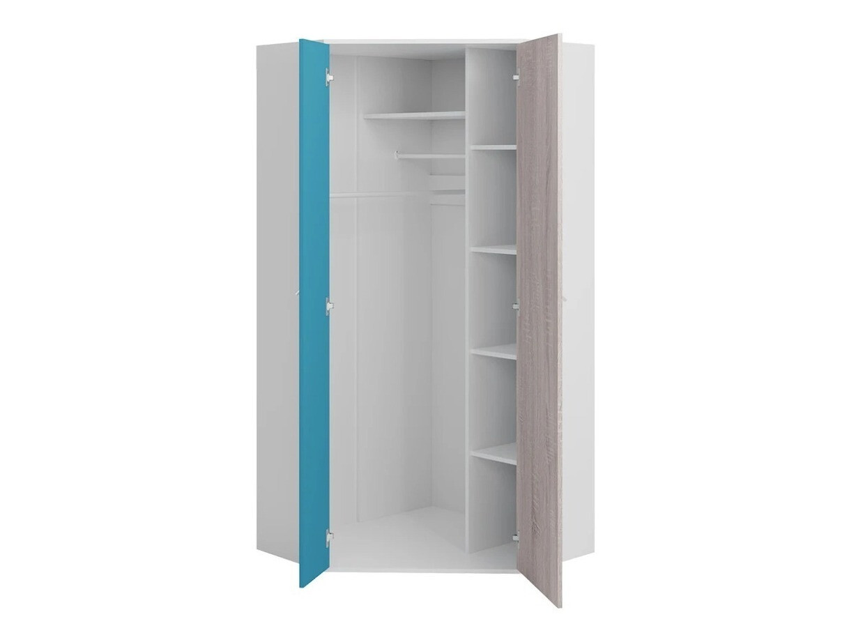 Chambre enfant complète Camteso 114 (Blanc + Chêne + Turquoise)