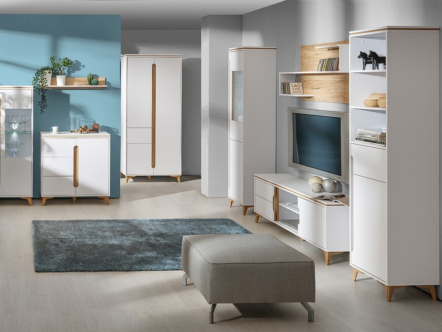 Étagère murale Ogden H107 (Blanc + Clair bois)