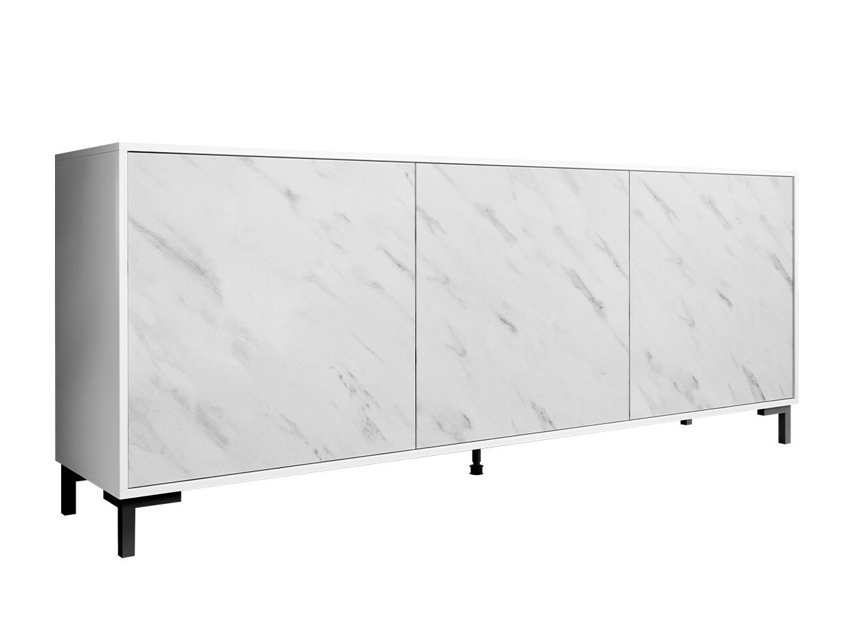 Buffet Charlotte 158 (Blanc + Marbre blanc)