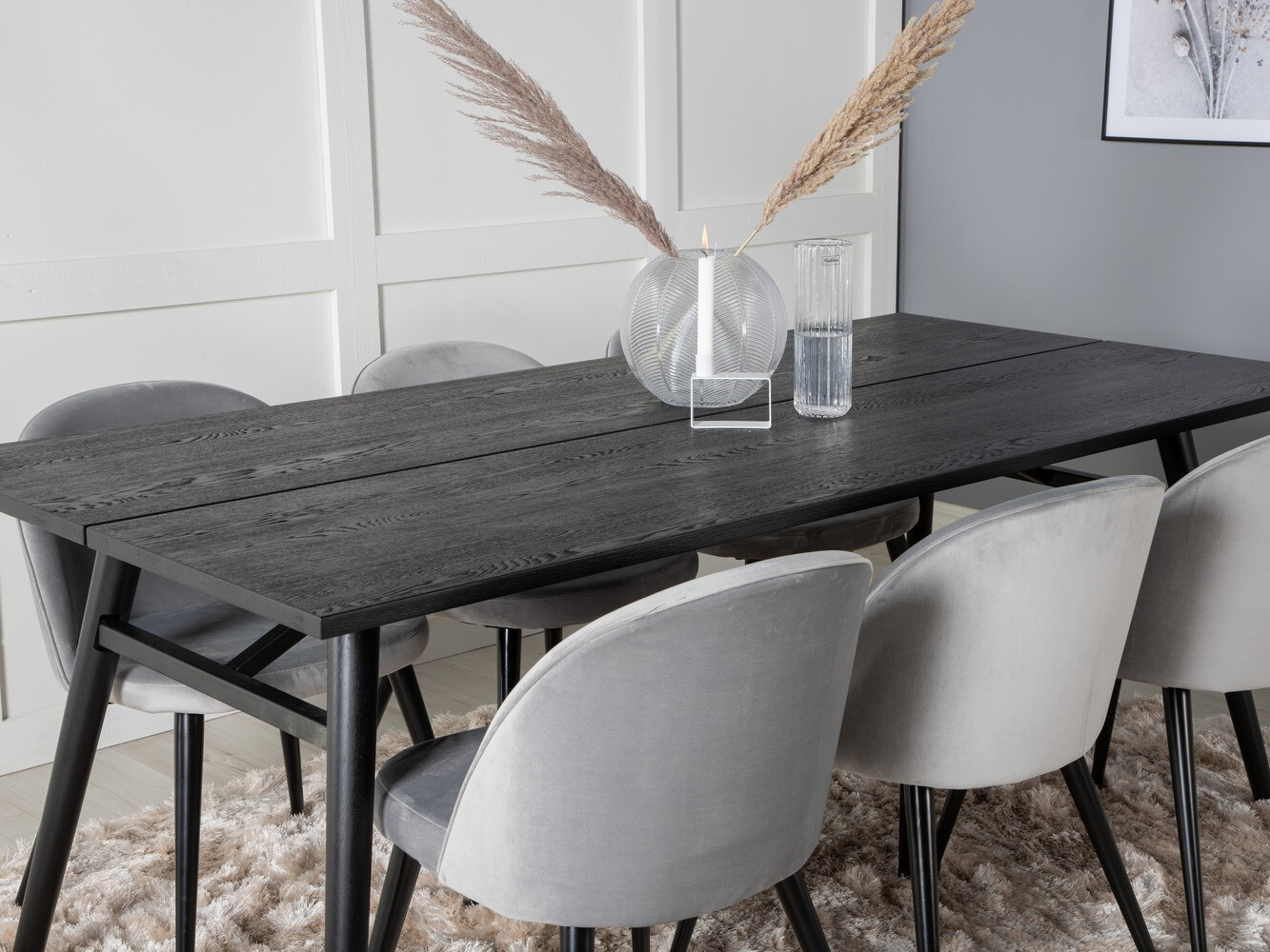 Salle à manger complète Dallas 1676 (Gris + Noir)