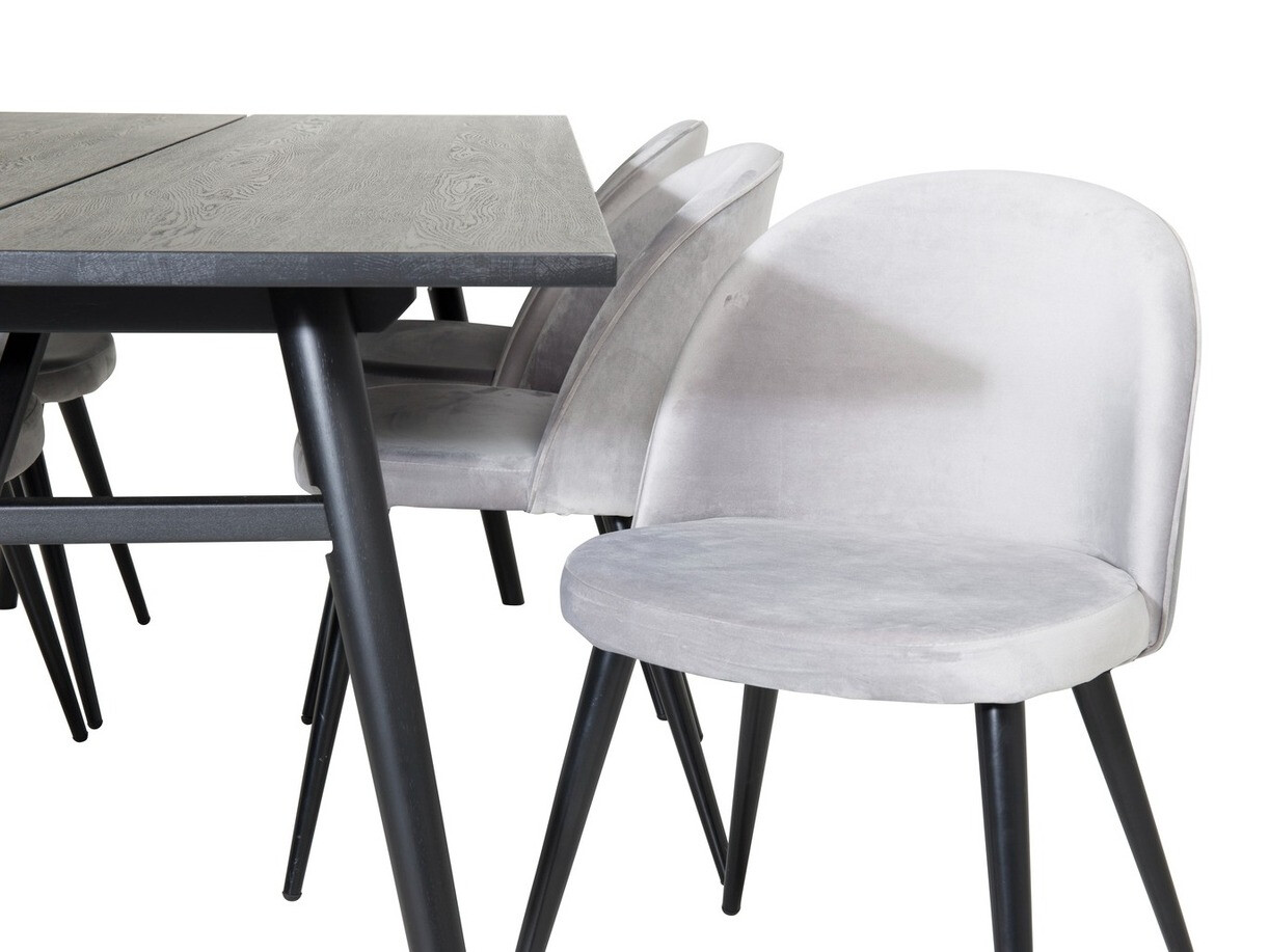 Salle à manger complète Dallas 1676 (Gris + Noir)