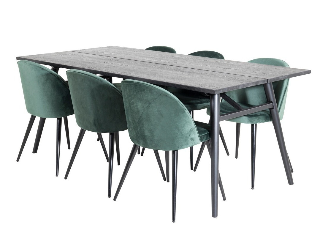 Salle à manger complète Dallas 1676 (Vert + Noir)