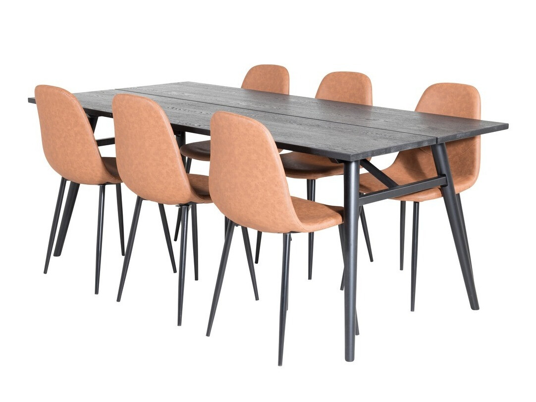 Salle à manger complète Dallas 1681 (Marron + Noir)