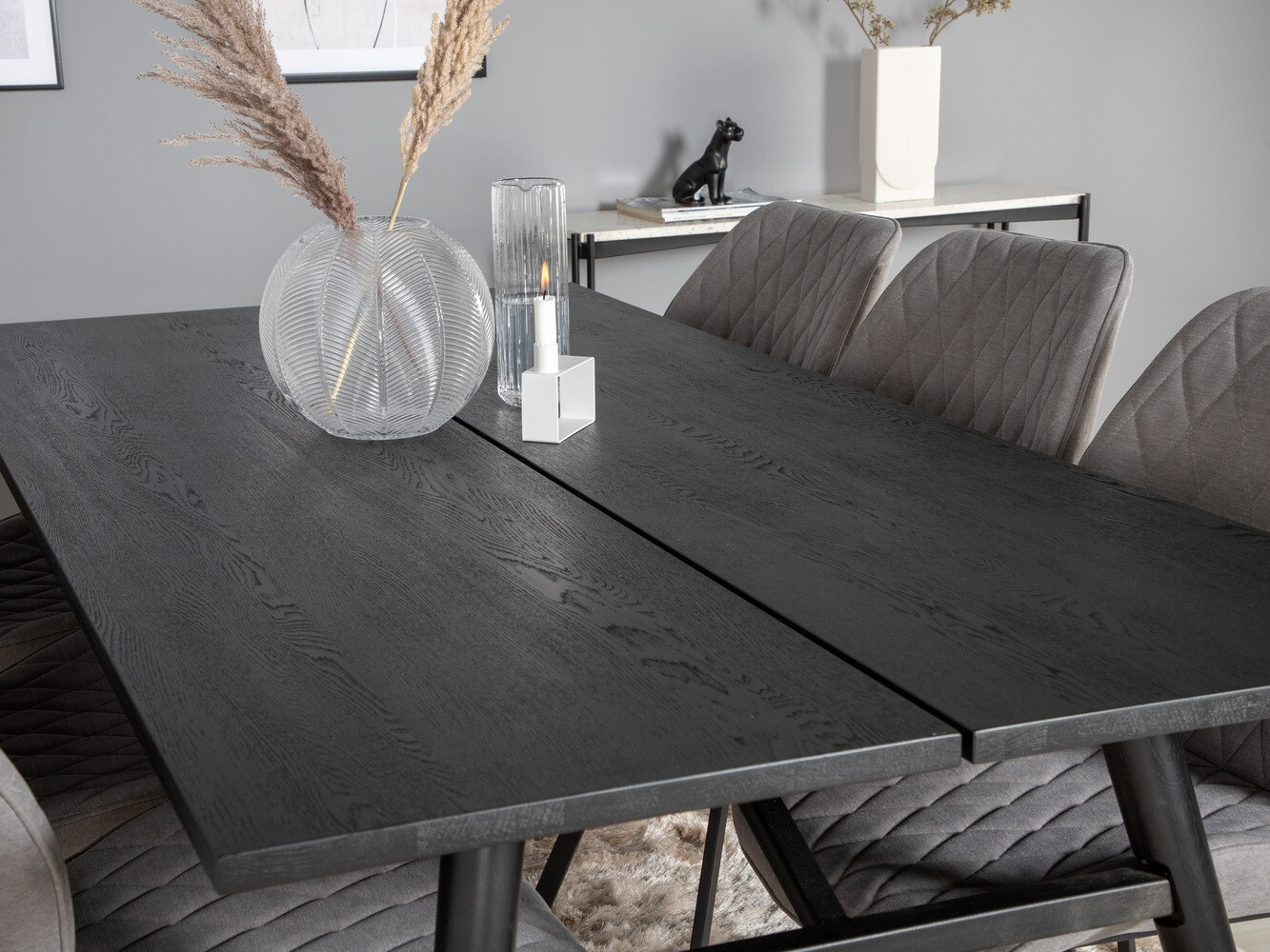 Salle à manger complète Dallas 1686 (Gris + Noir)