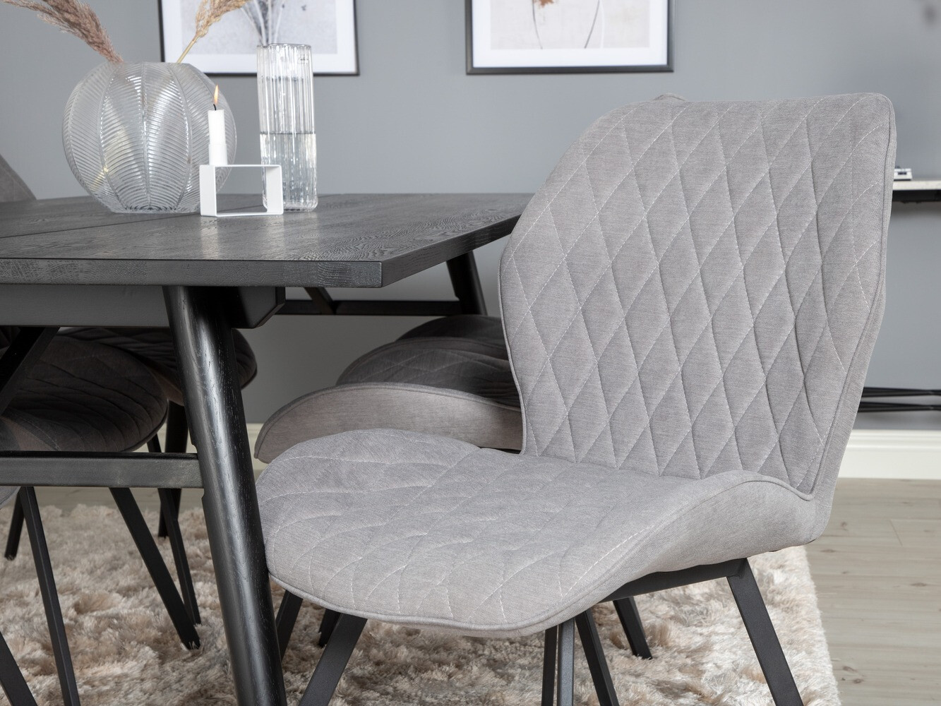 Salle à manger complète Dallas 1686 (Gris + Noir)