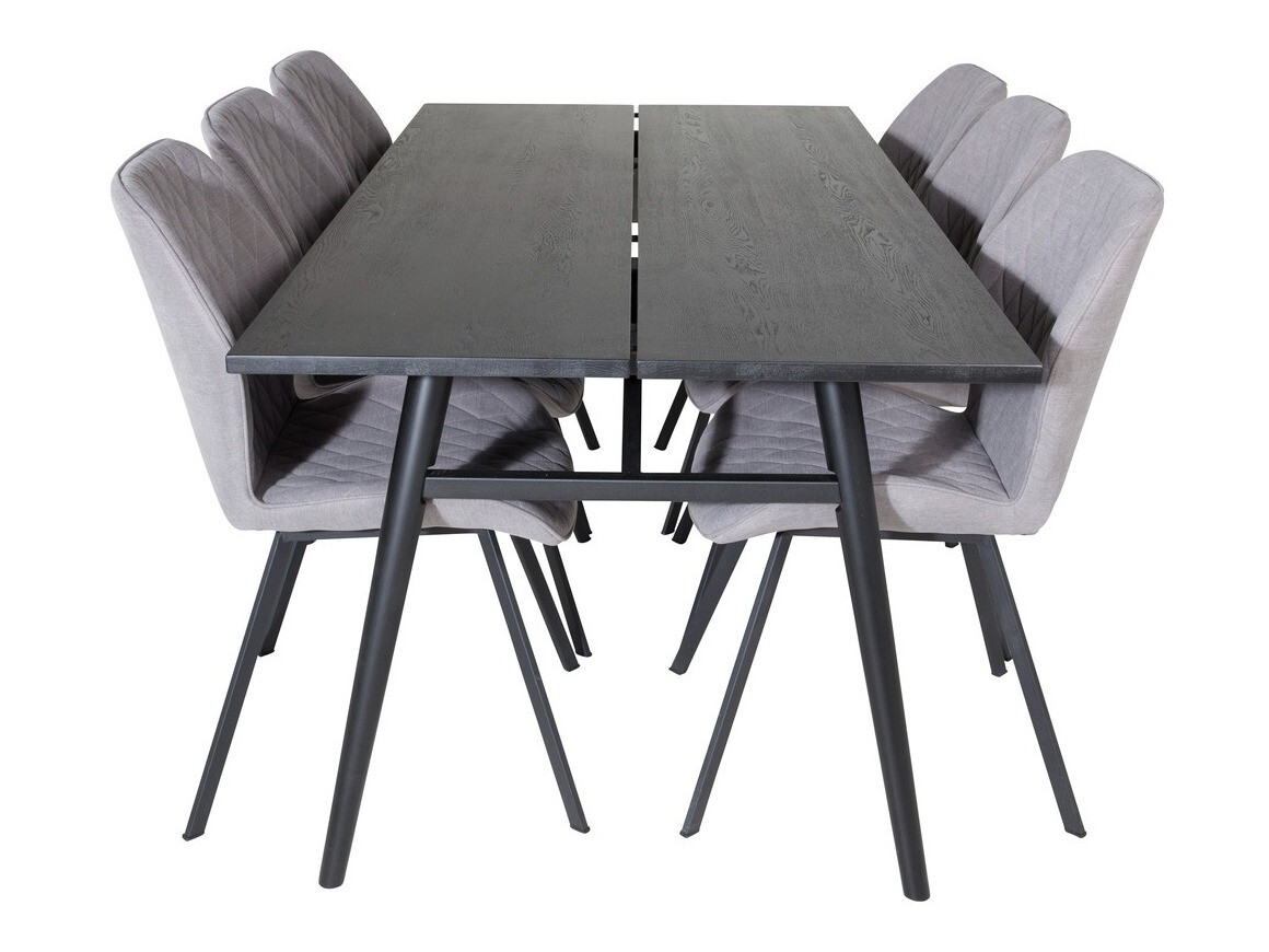 Salle à manger complète Dallas 1686 (Gris + Noir)