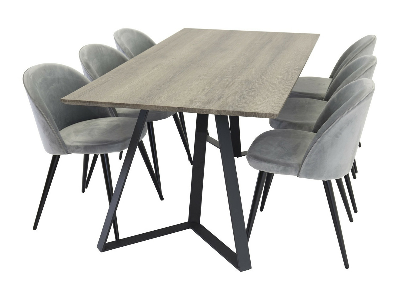Salle à manger complète Dallas 340 (Gris + Noir)