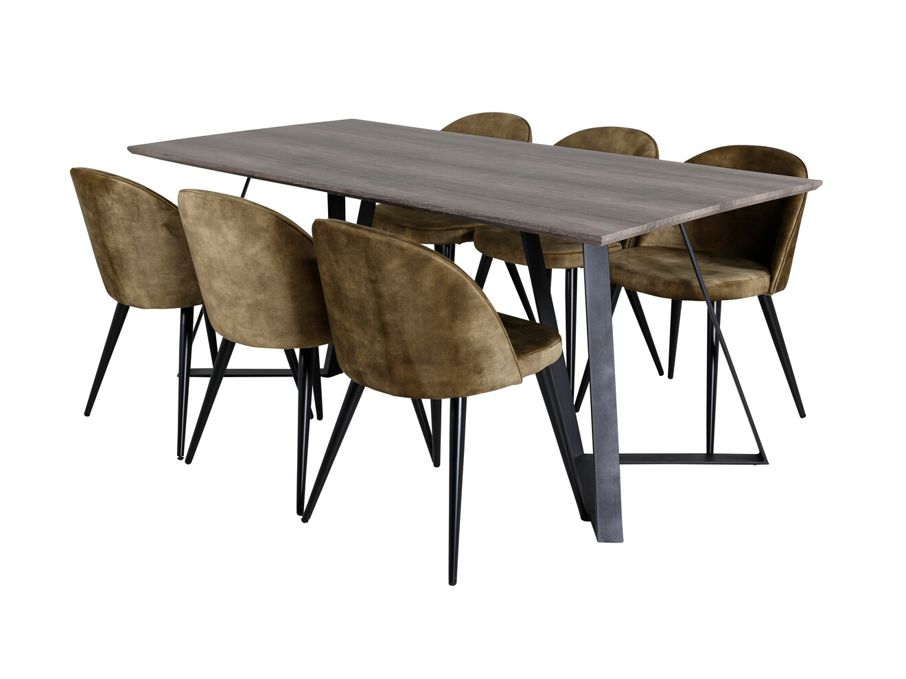 Salle à manger complète Dallas 340 (Vert poussiéreux + Noir)