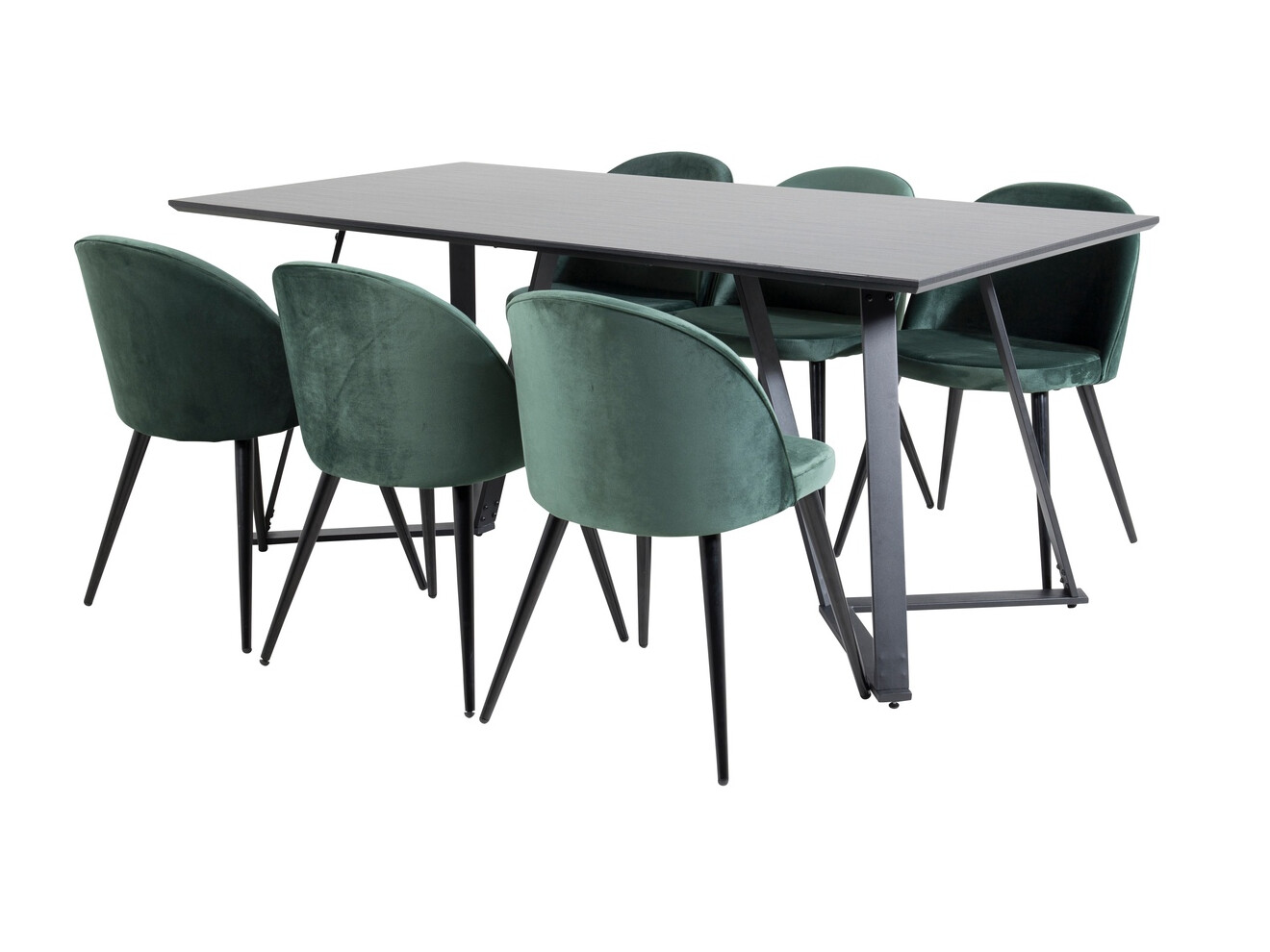 Salle à manger complète Dallas 360 (Vert + Noir)