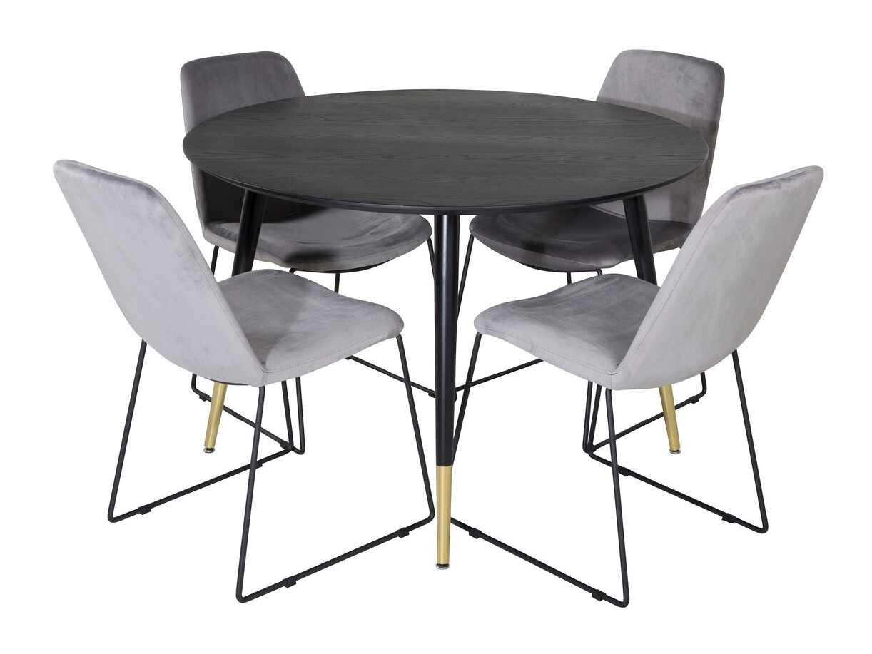Salle à manger complète Dallas 1189 (Gris + Noir)