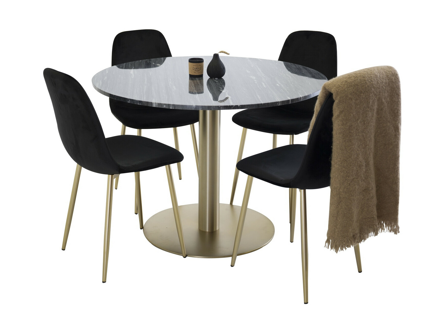 Salle à manger complète Dallas 1220 (Noir + Doré)