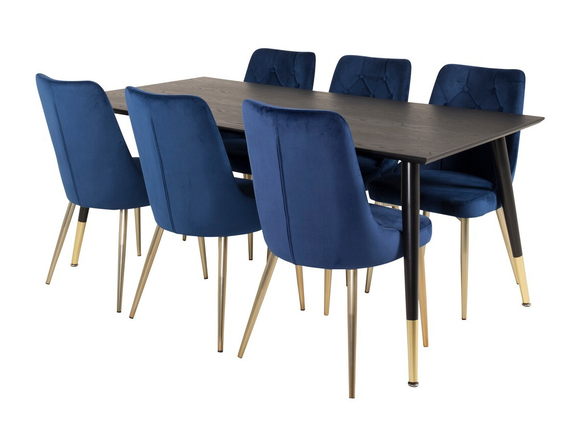Salle à manger complète Dallas 1256 (Bleu + Doré)
