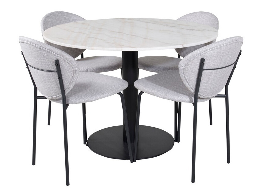 Salle à manger complète Dallas 1298 (Gris + Noir)