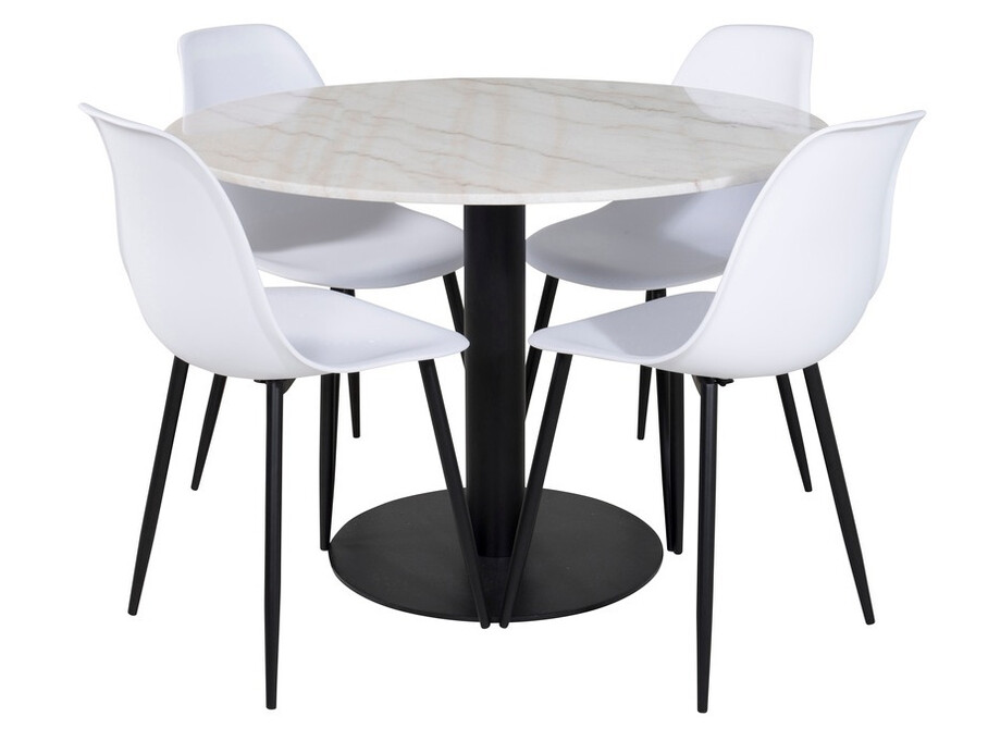 Salle à manger complète Dallas 1304 (Blanc + Noir)