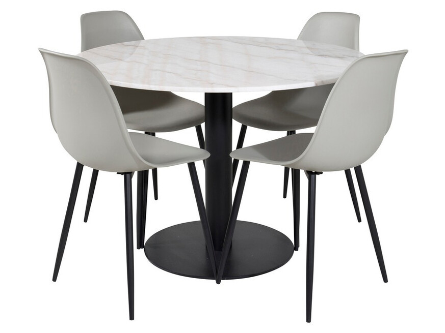 Salle à manger complète Dallas 1304 (Gris + Noir)