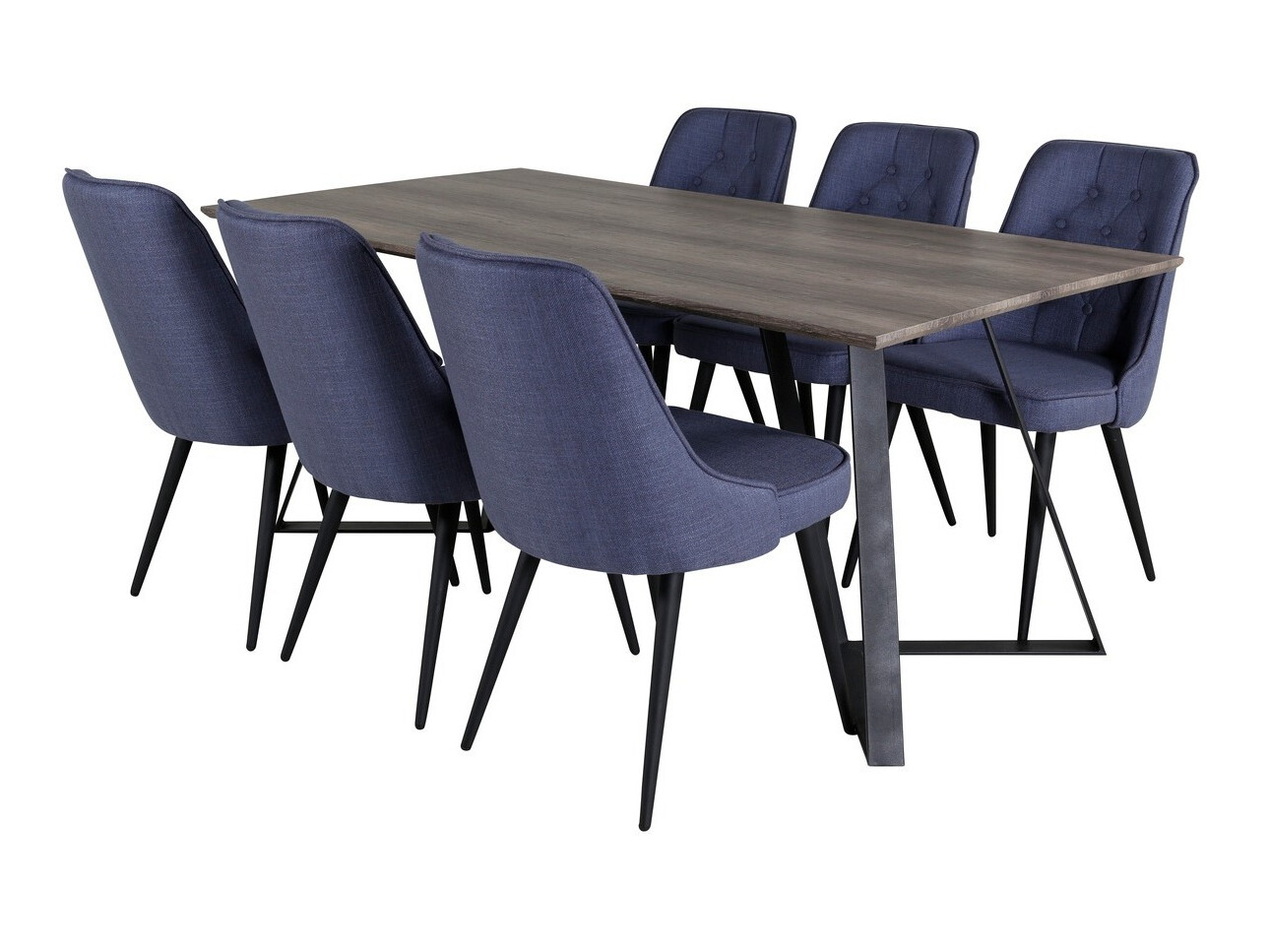 Salle à manger complète Dallas 1347 (Bleu + Noir)
