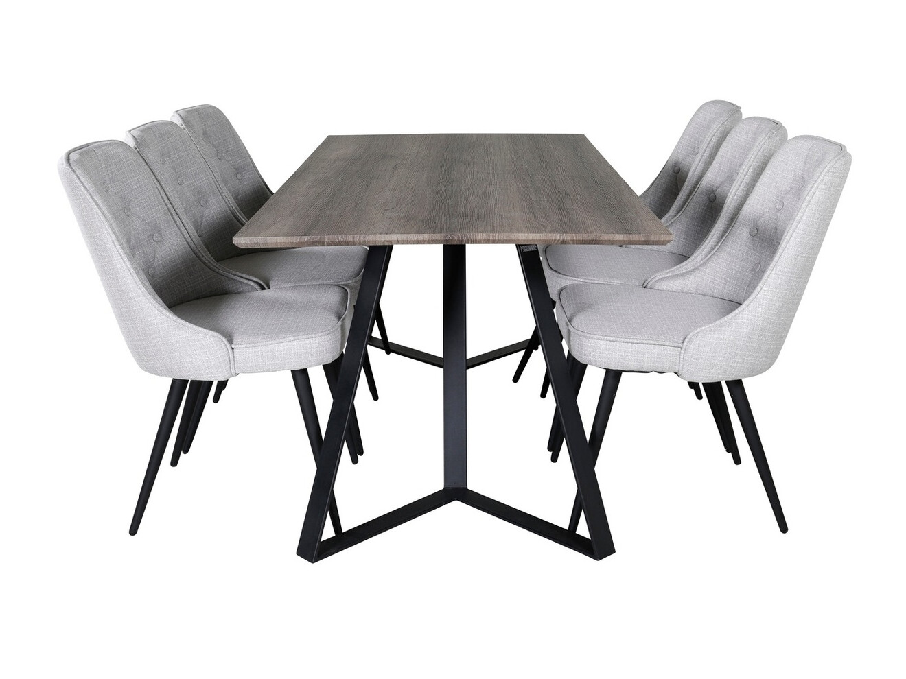 Salle à manger complète Dallas 1347 (Gris + Noir)