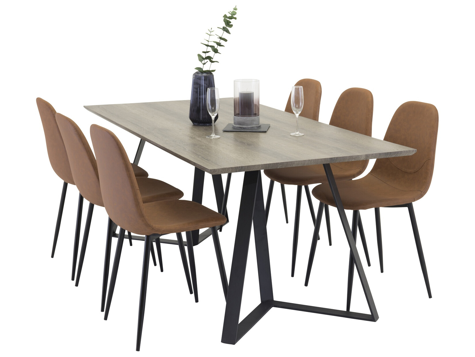 Salle à manger complète Dallas 1353 (Marron + Noir)