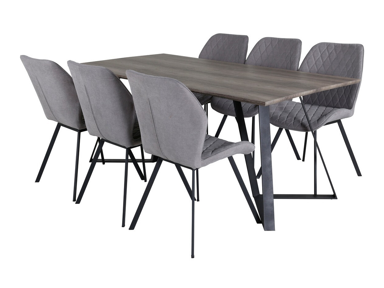Salle à manger complète Dallas 1359 (Gris + Noir)