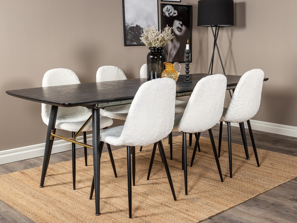 Salle à manger complète Dallas 1443 (Blanc + Noir)