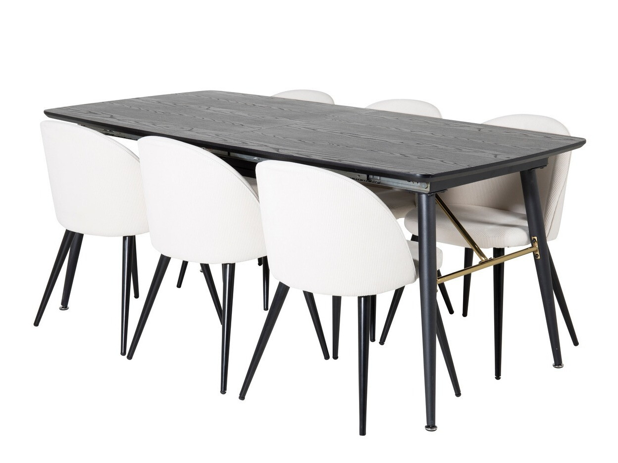 Salle à manger complète Dallas 1447 (Beige + Noir)