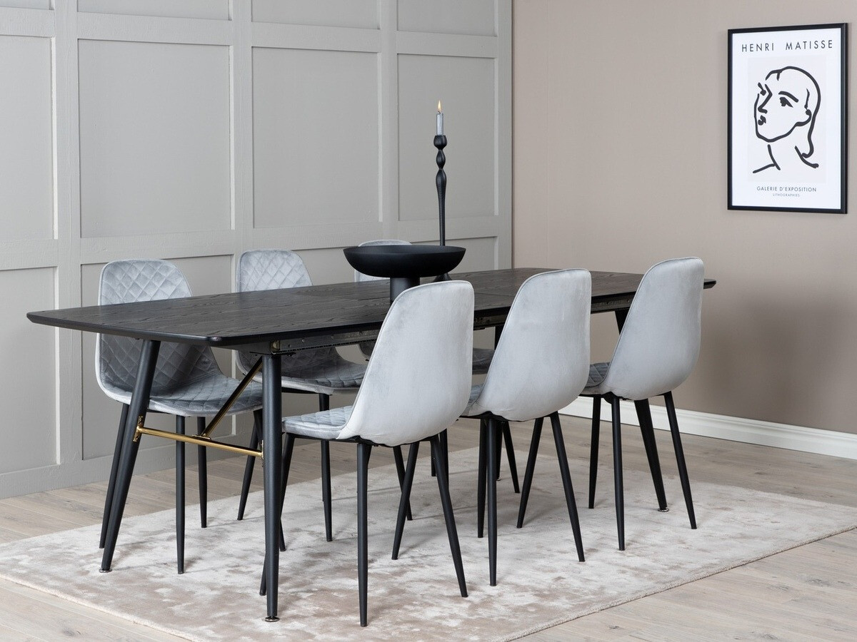 Salle à manger complète Dallas 1448 (Gris + Noir)