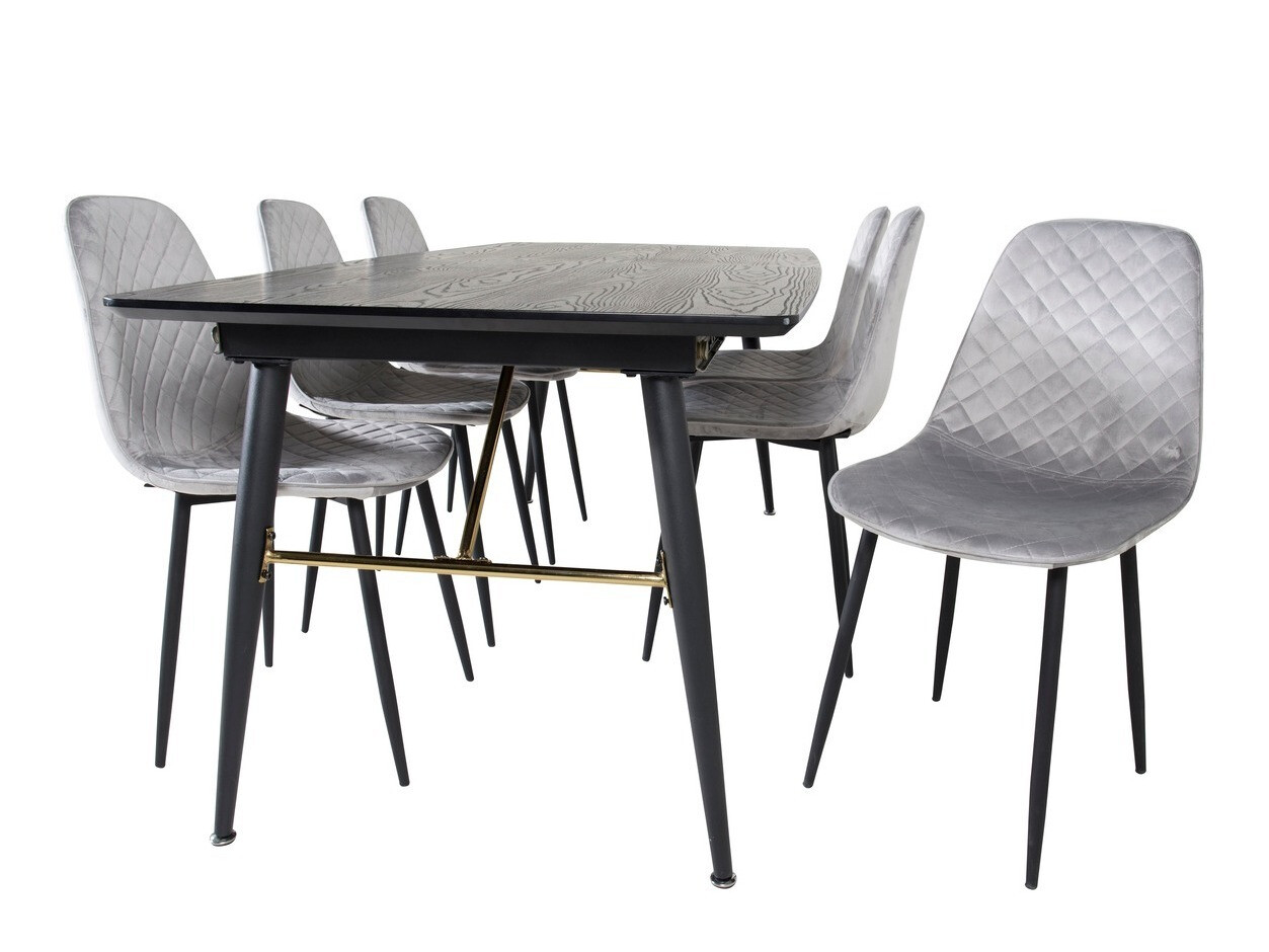 Salle à manger complète Dallas 1448 (Gris + Noir)
