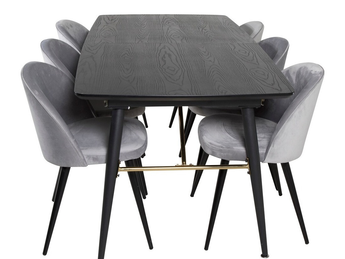 Salle à manger complète Dallas 1449 (Gris clair + Noir)