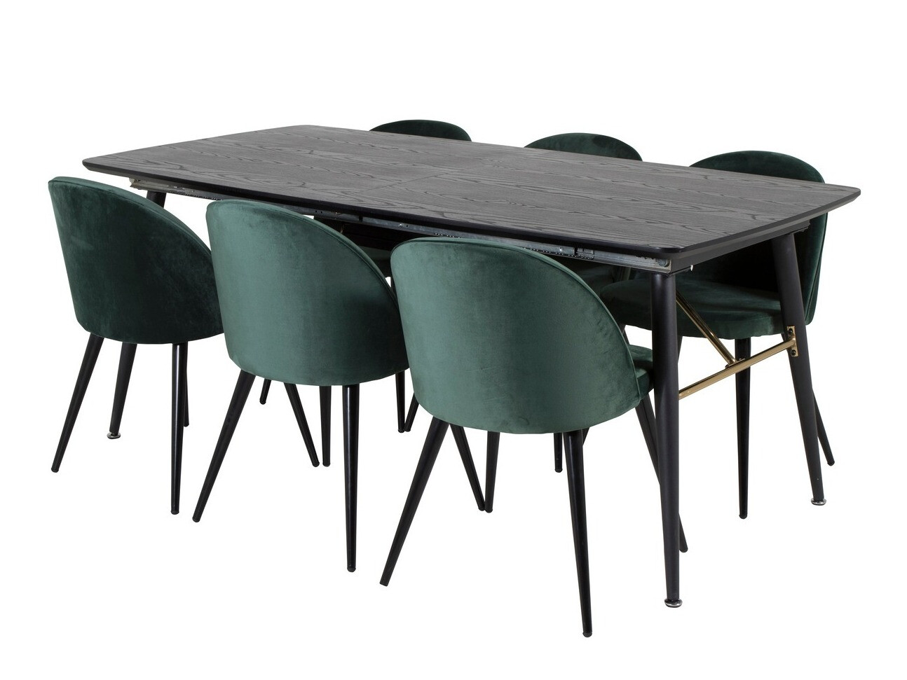 Salle à manger complète Dallas 1449 (Vert + Noir)