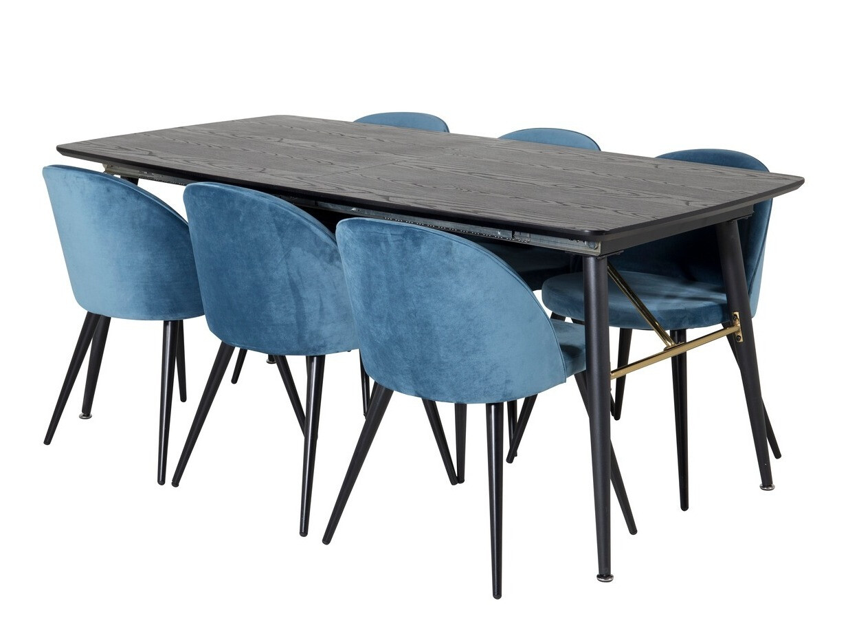 Salle à manger complète Dallas 1449 (Bleu + Noir)