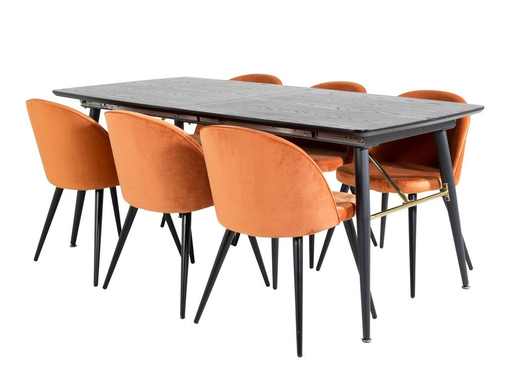 Salle à manger complète Dallas 1449 (Orange + Noir)