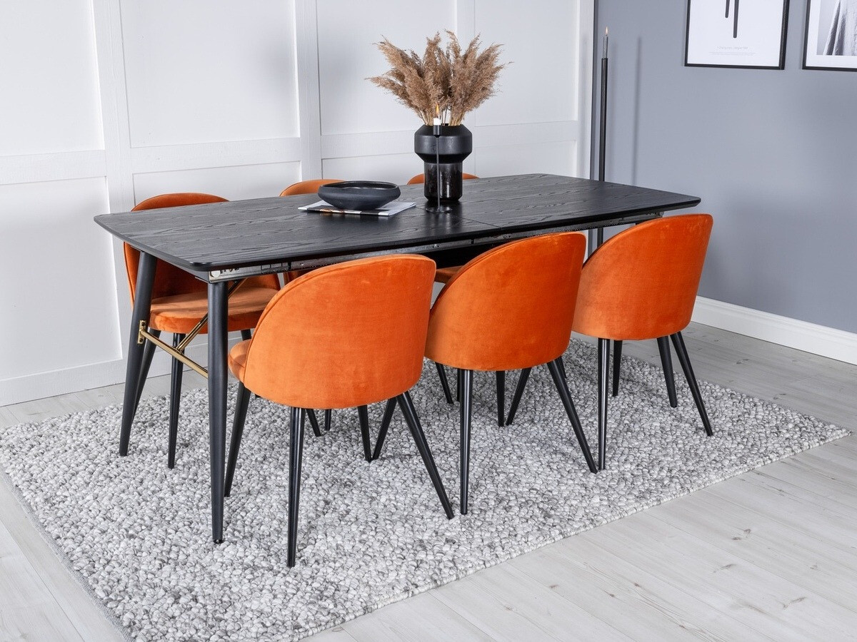 Salle à manger complète Dallas 1449 (Orange + Noir)