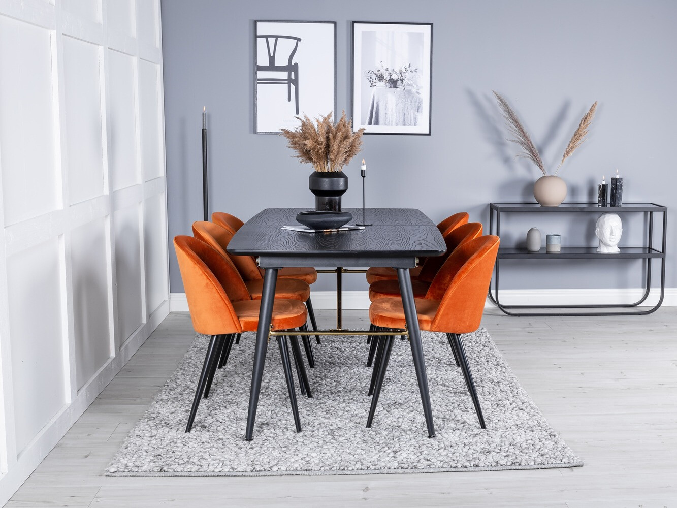 Salle à manger complète Dallas 1449 (Orange + Noir)