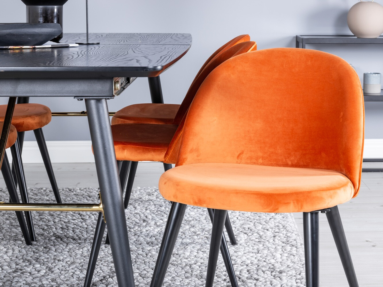 Salle à manger complète Dallas 1449 (Orange + Noir)