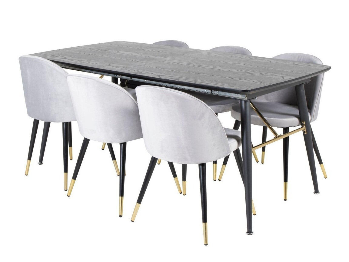 Salle à manger complète Dallas 1451 (Gris clair + Noir)