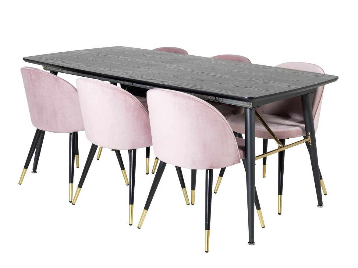 Salle à manger complète Dallas 1451 (Rose + Noir)