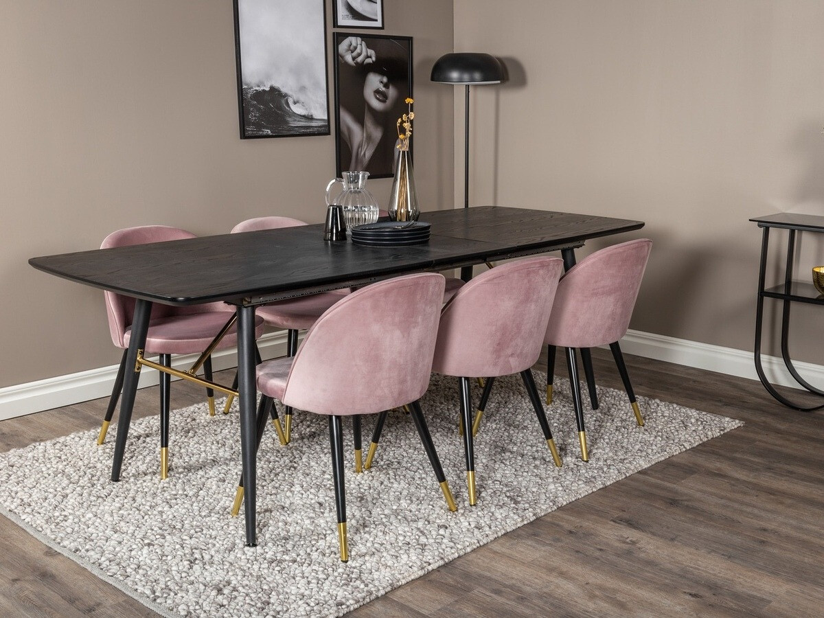 Salle à manger complète Dallas 1451 (Rose + Noir)