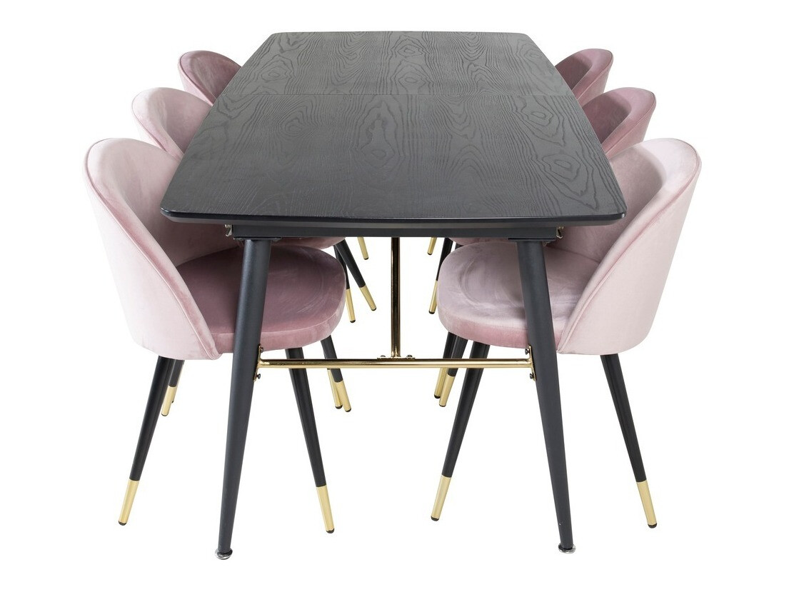 Salle à manger complète Dallas 1451 (Rose + Noir)