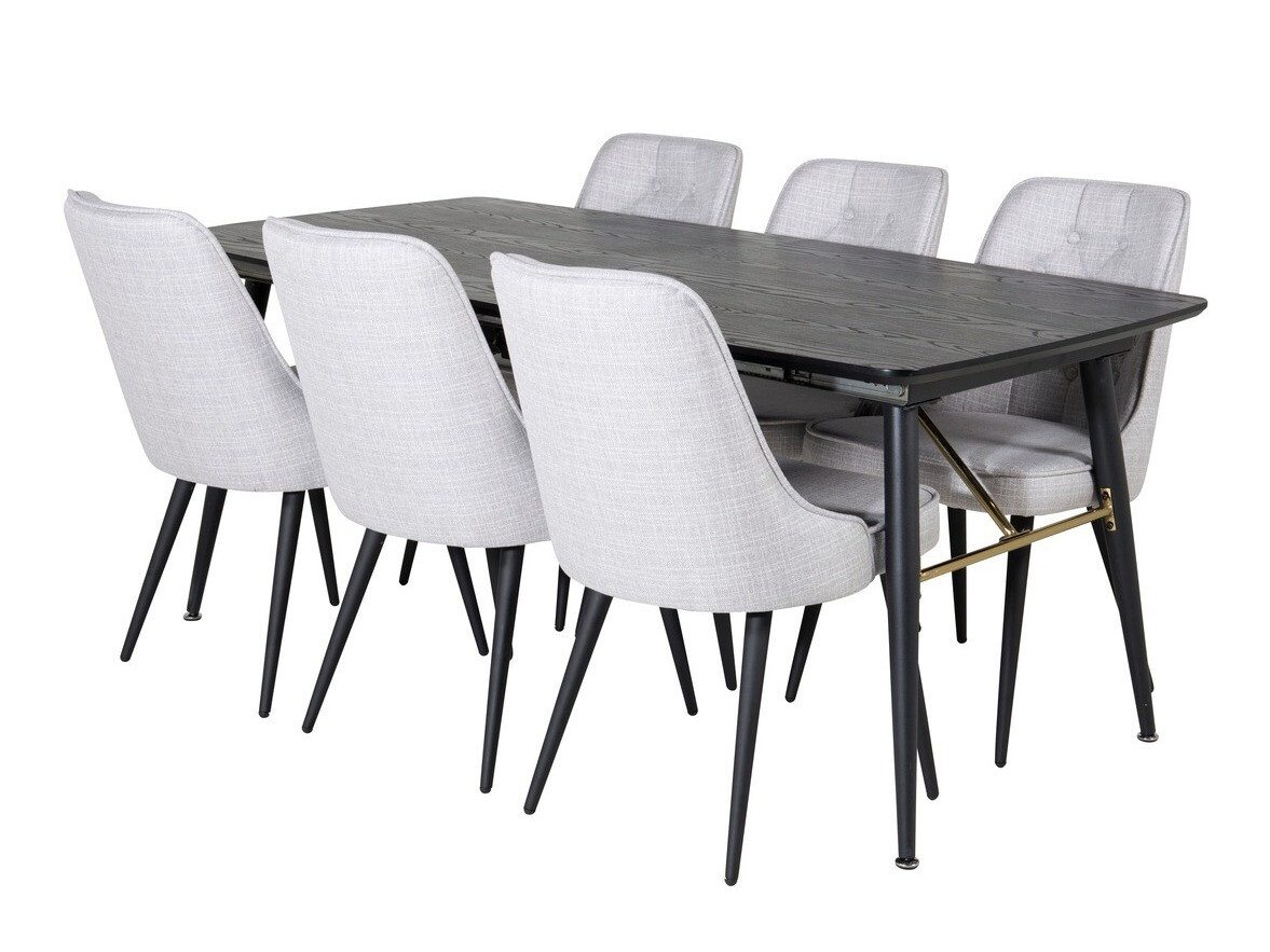 Salle à manger complète Dallas 1454 (Gris + Noir)