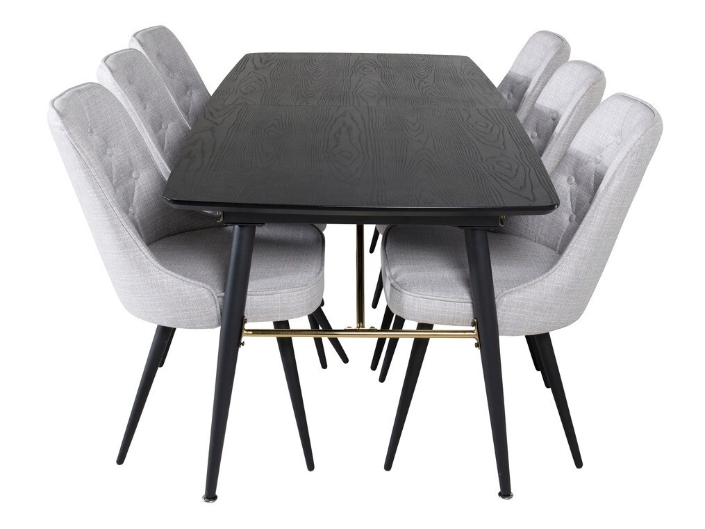 Salle à manger complète Dallas 1454 (Gris + Noir)